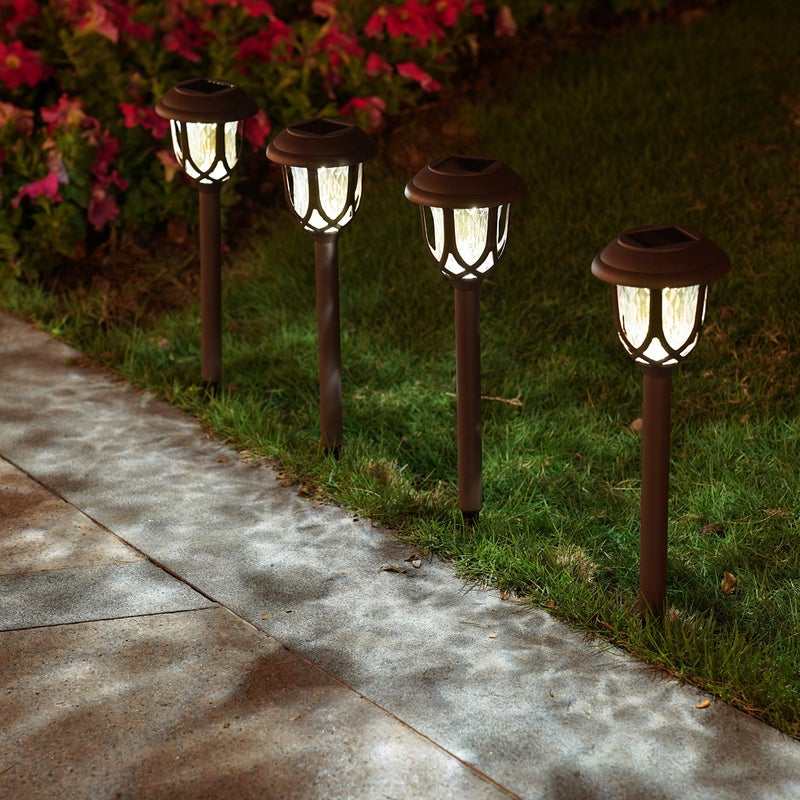 EXCMARK 10 Pack Solar Lights Outdoor Decorative Garden Yard Lights for Pathway Walkway Sidewalk Driveway. (Brown, Warm White) - Image 5